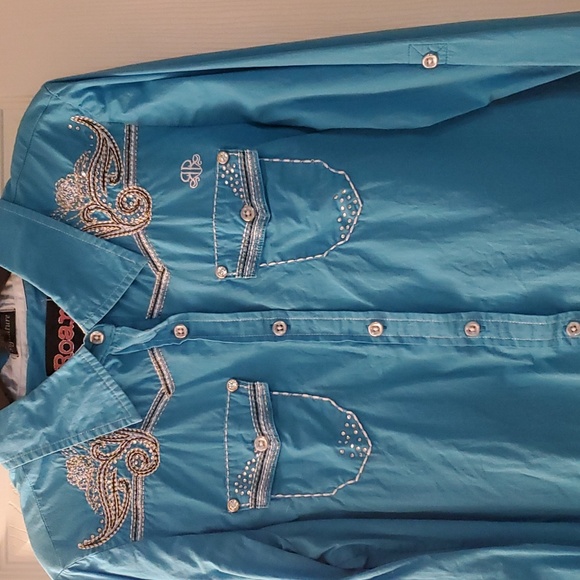 Ladies Signature Roar western shirt turquoise size Medium - Picture 2 of 5